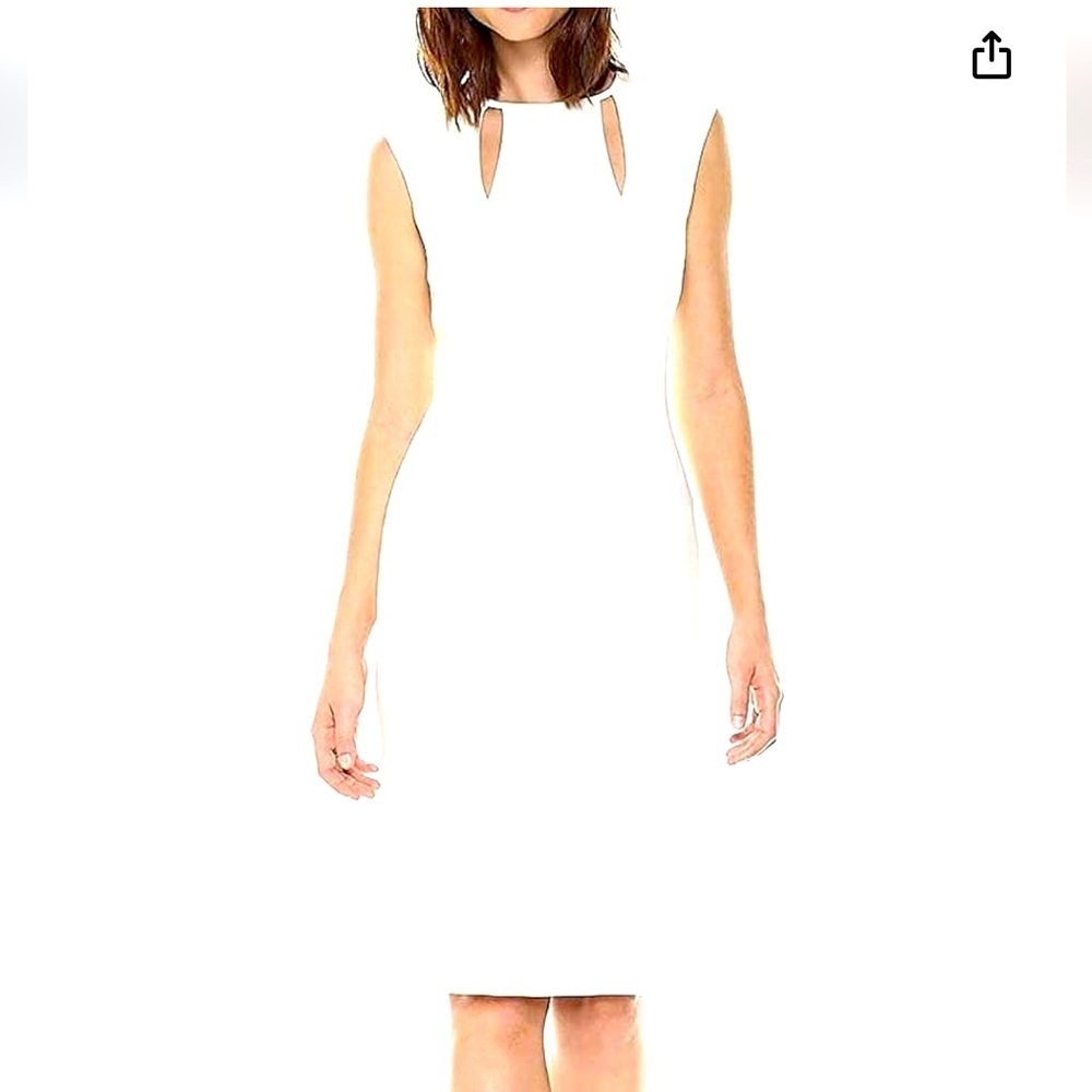 Tahari by Arthur S. Levine Women's Sleeveless Sheath Dress Keyhole Accents White